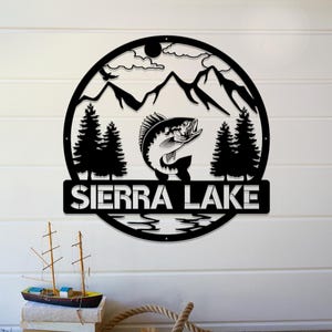 Custom Fish Metal Name Sign, Outdoor Bass Fishing Sign, Fishing Gift for Men, Custom Fishing Sign, Fisherman Gift, Cabin Sign, Hunting Sign