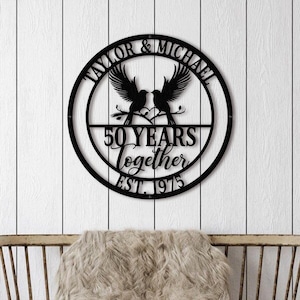 Personalized 50th Anniversary Gift for Parents, Custom 50 Year Anniversary Sign, Ruby Anniversary Gift, Wedding Anniversary Metal Wall Art