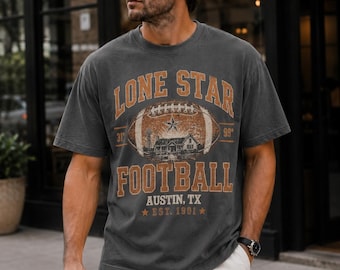 Texas Football Shirt, Vintage Football Tee, Lone Star Football Shirt, Austin Texas Game Day Tee, Football Fan Gift for Men