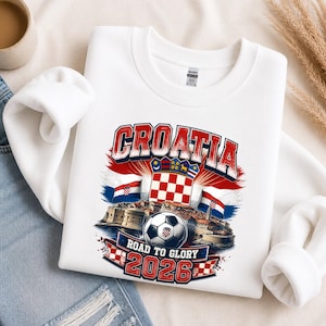 Croatia Soccer Shirt | Croatia Road To Glory 2026 Tee | Croatian Football Fan Shirt | Vatreni Supporter Gift | Croatia Flag Graphic Tee image 3