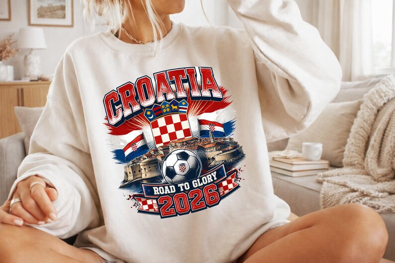 Croatia Soccer Shirt | Croatia Road To Glory 2026 Tee | Croatian Football Fan Shirt | Vatreni Supporter Gift | Croatia Flag Graphic Tee image 4