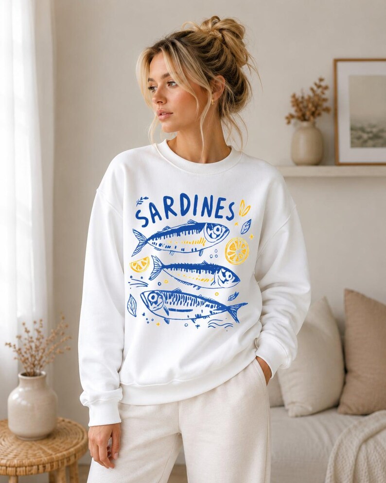 Sardines Shirt, Coastal Graphic Tee, Mediterranean Summer Shirt, Vintage Fish T Shirt, Amalfi Coast Tee, Foodie Gift, Comfort Colors Tee image 12