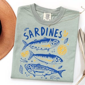 Sardines Shirt, Coastal Graphic Tee, Mediterranean Summer Shirt, Vintage Fish T Shirt, Amalfi Coast Tee, Foodie Gift, Comfort Colors Tee image 17
