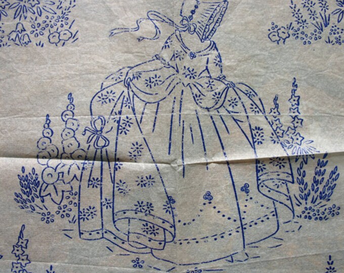 Vintage Iron on Embroidery Transfer Crinoline Lady Country Etsy