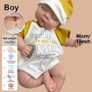 Reborn Baby Boy 18” Full Body Silicone – Realistic Weighted Doll – Ultra Lifelike Newborn Therapy Baby for Collectors