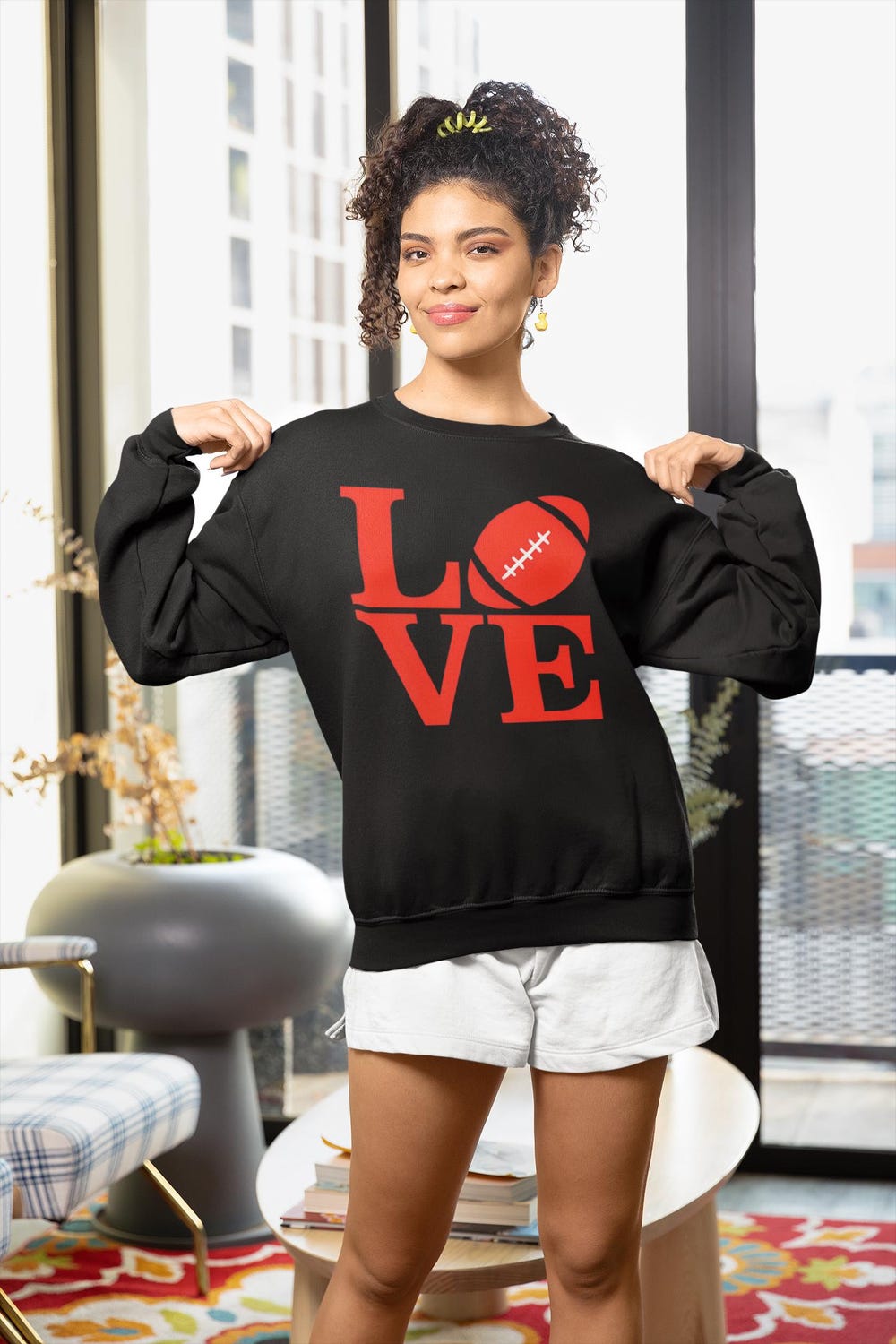 Love Football Sweatshirt, Cozy Crewneck For Game Day, Unisex Gift For Football Fans, Valentine'S Day Apparel, Sports Lover Fashion Fashion24Hs