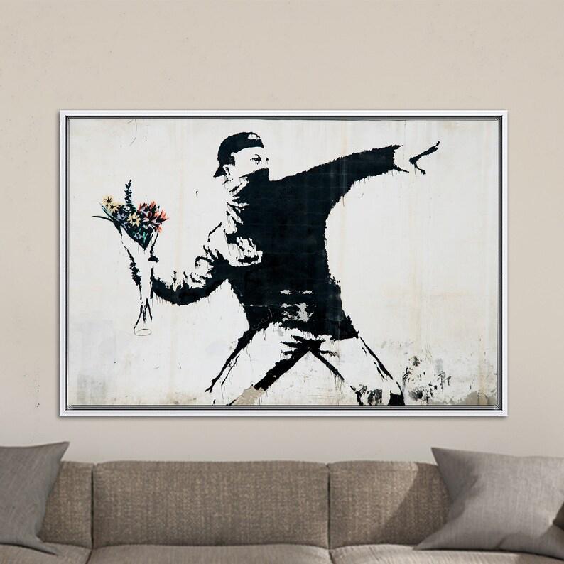 Banksy Flower Bomber Canvas Art, Street Wall Decor - Etsy
