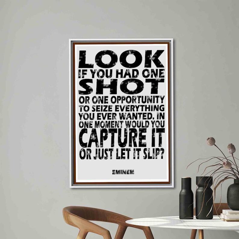 Look If You Had One Shot, Quote Art, Song Lyrics Wall Decor, Workplace ...