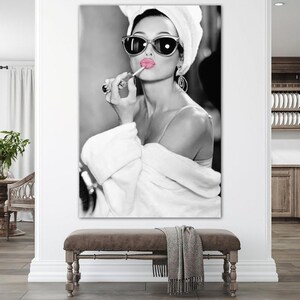 Hepburn Pink Lippen Poster, Audrey Hepburn Gedruckt, Audrey Poster, Lip Frau Gedruckt, Kultige Leinwand Kunst, Moderne Leinwand Kunst,