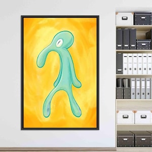 Stampa su tela, Arte murale 3D, Arte murale su tela, Stampa del dipinto di Squidward, Opera d'arte audace e sfacciata, Decorazione moderna su tela, Stampa su tela astratta,
