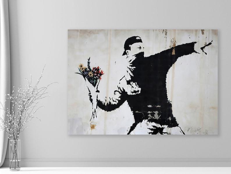 Banksy Flower Bomber Canvas Art, Street Wall Decor - Etsy