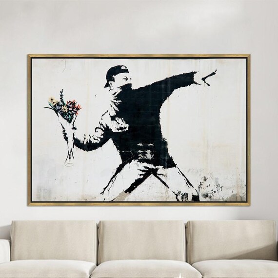 Banksy Flower Bomber Canvas Art, Street Wall Decor - Etsy