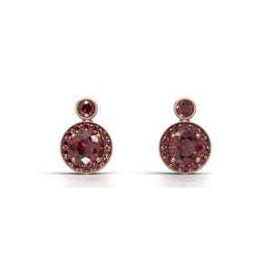 Lab Ruby Halo Dangle Earrings, July Birthstone Earrings, Ruby Drop Earrings, Sterling Silver Ruby Earrings, Red Gemstone Gift for Her