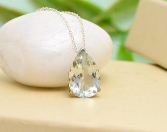 Grüner Amethyst Anhänger: Sterling Silber Halskette, Februar Geburtsstein