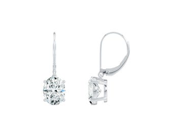 Oval Moissanit Tropfen Ohrringe | 9 x 7 mm Zinken Set | Klappbrisur | Sterling Silber | Brautschmuck | Jubiläumsgeschenk | Urlaub Ohrringe