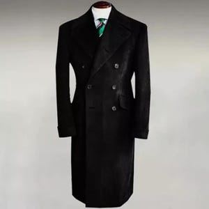 Men’s Corduroy Wool Blend Overcoat – Long Tweed Coat for Formal Business And Winter Wear | Classic Men&#39;s Outerwear for Office & Events