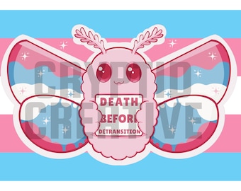 Zink sticker dood vóór detransitie (2 x 3 inch) | Originele kunst