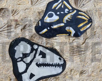 Dinosaur "Fossil" Painted Dorset Rock | Original Art