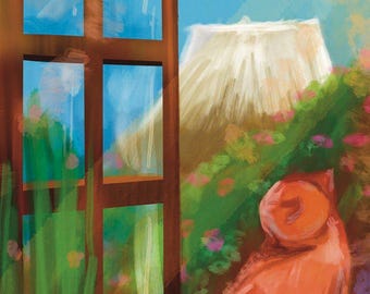 Oscar ontmoet de berg Fuji | Originele kunst