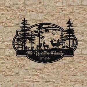 Custom Deer and Turkey Metal Wall Art,Deer Forest,Metal Name Signs Personalized,Metal Outdoor Signs,Deer Hunter Sign,Metal Camping Sign