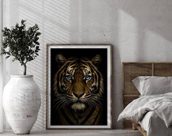 Tiger Digital Art Print, Realistic Wildlife Wall Decor, Instant Download