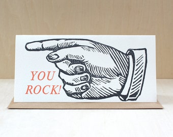 Wood type Letterpress You Rock! Card