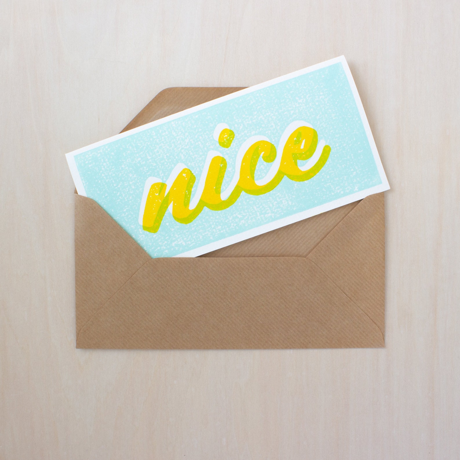 Hand Printed Nice Greeting Card Etsy
