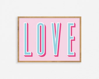 A5 art illustration typography print - L O V E