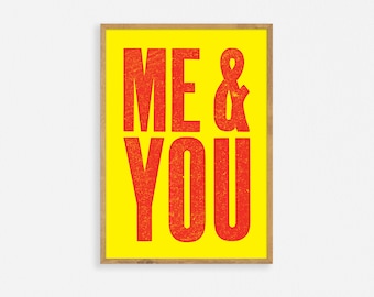 A5 art illustration typography print - ME & YOU