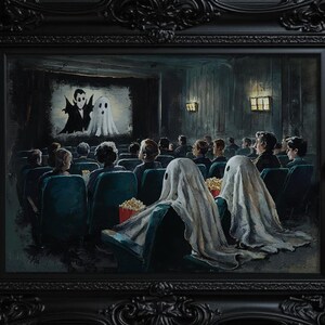Ghosts at the Cinema Printable Wall Art | Spooky Halloween Digital Download | Quirky Vintage Haunted Movie Theatre Décor 137