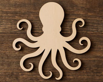 Unfinished Octopus Wood Cutout Sea Creature Painting Blank Craft Shapes