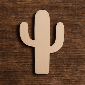 Cactus Wood Cutout for DIY Crafts | Unfinished Desert Decor | Paintable Saguaro Shape