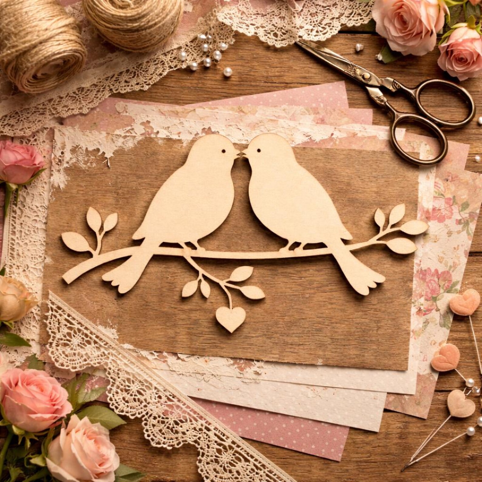 Love Birds Wooden Cutout for Romantic Crafts - Etsy
