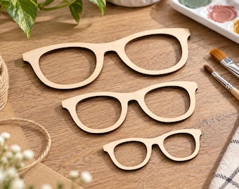 Eyeglasses Wood Cutout, Unfinished Glasses Blank for DIY Painting and Crafts