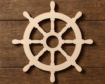 Recorte de madeira para roda de navio inacabada, cortado a laser, para decoração náutica e artesanato.