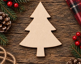 Christmas Tree Wood Cutout Blank, Unfinished Pine Shape for Holiday DIY Crafts