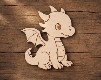Baby Dragon Wood Cutout, Unfinished Paintable Fantasy Craft Blank