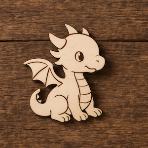 Charming Dragon Blank for DIY Crafts, Paintable Wooden Figure, Nursery Decor, Fantasy Project Supply