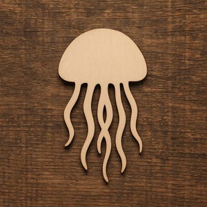 Unfinished Jellyfish Wood Cutout - DIY Ocean Decor - Paintable Sea Creature Shape - Craft Blanks for Coastal Art & Kids Crafts