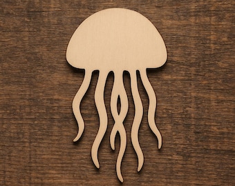 Sagoma in legno non rifinita di medusa, imbarcazione oceanica, vita marina