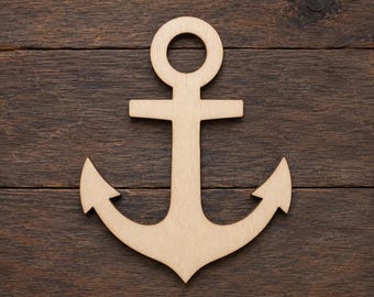 Anchor Wood Cutout Blank, Unfinished Nautical Craft Shape