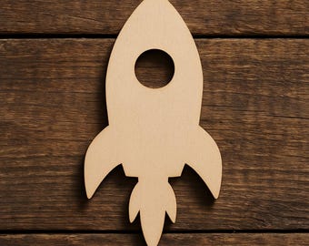 Unfinished Rocket Ship Wood Cutout Space Nursery Kids Craft Blank