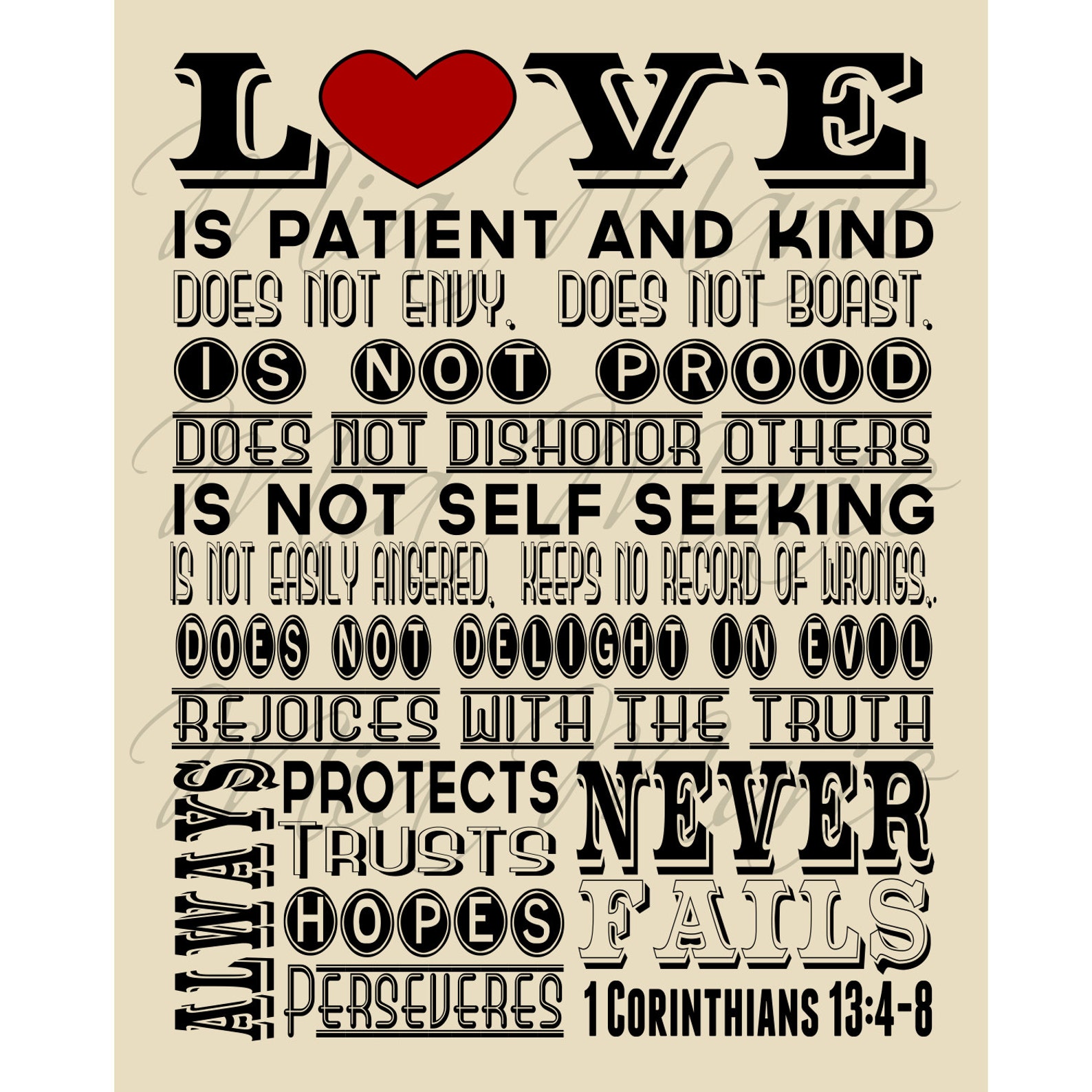 Love is Patient Scripture Art 1 Corinthians 13 Christian Etsy