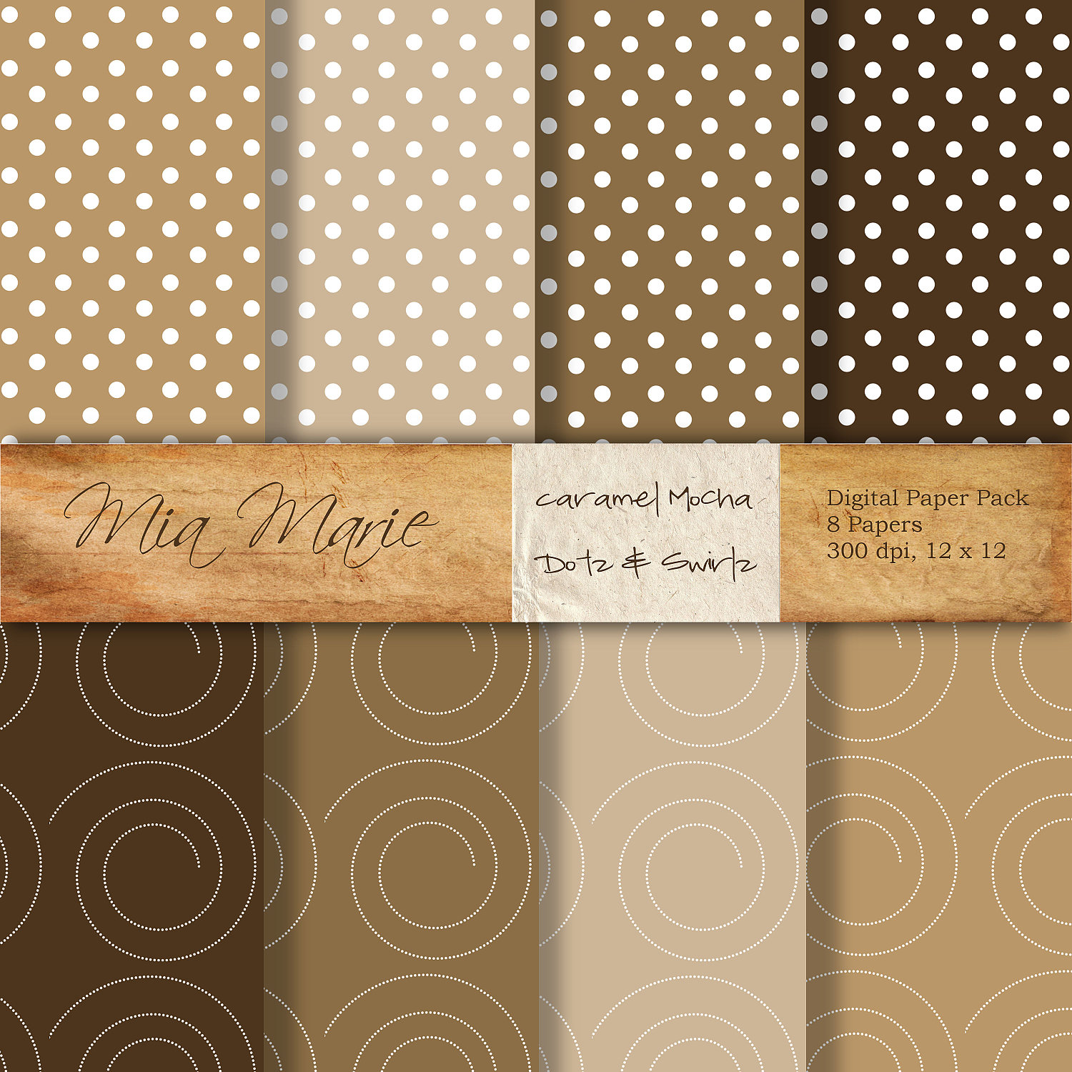 INSTANT DOWNLOAD Digital Papers Scrapbooking Backgrounds Brown Cream ...