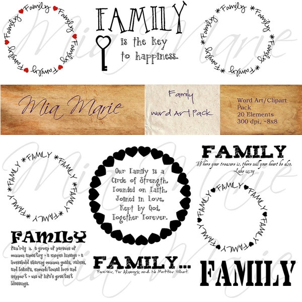 INSTANT DOWNLOAD - Family Word Art Digital Word Art  Family Clip Art Family Clipart Family Quote Family Quotes Family Sayings