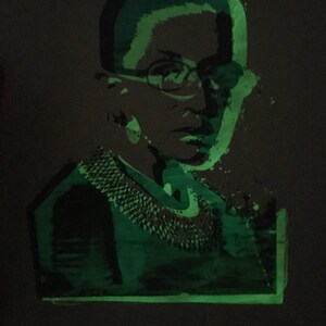 RBG Her Justice Ruth Bader Ginsburg Glow in the Dark hand pulled screen print image 4