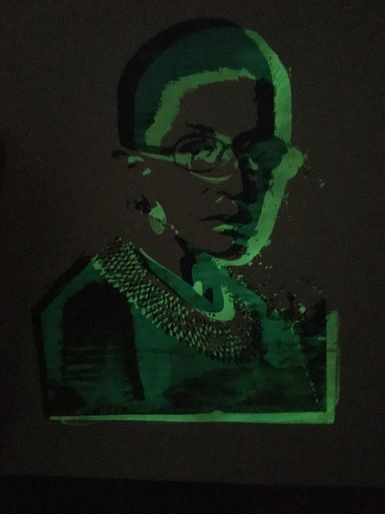 RBG Her Justice Ruth Bader Ginsburg Glow in the Dark hand pulled screen print image 4