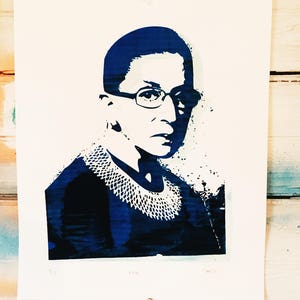 RBG Her Justice Ruth Bader Ginsburg Glow in the Dark hand pulled screen print image 3