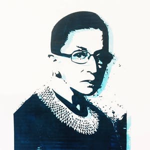 RBG Her Justice Ruth Bader Ginsburg Glow in the Dark hand pulled screen print image 2