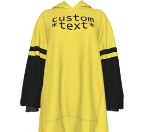 Benutzerdefinierte Hoodie-Decke | Niedliche weiche Fleece tragbare Decke Pyjama | PERSONALISIERTE TEXT Geburtstagsgeschenk | Nachtwäsche Robe